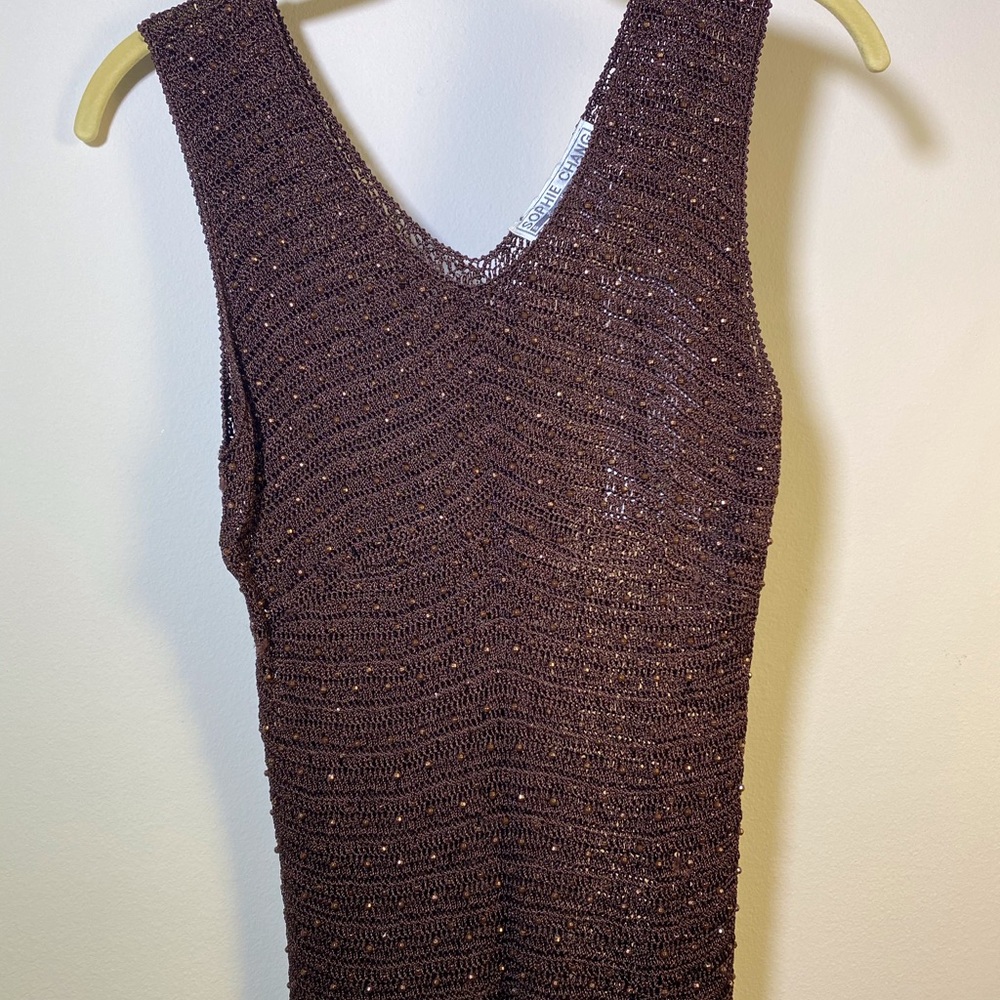 Open weave knit tank top
